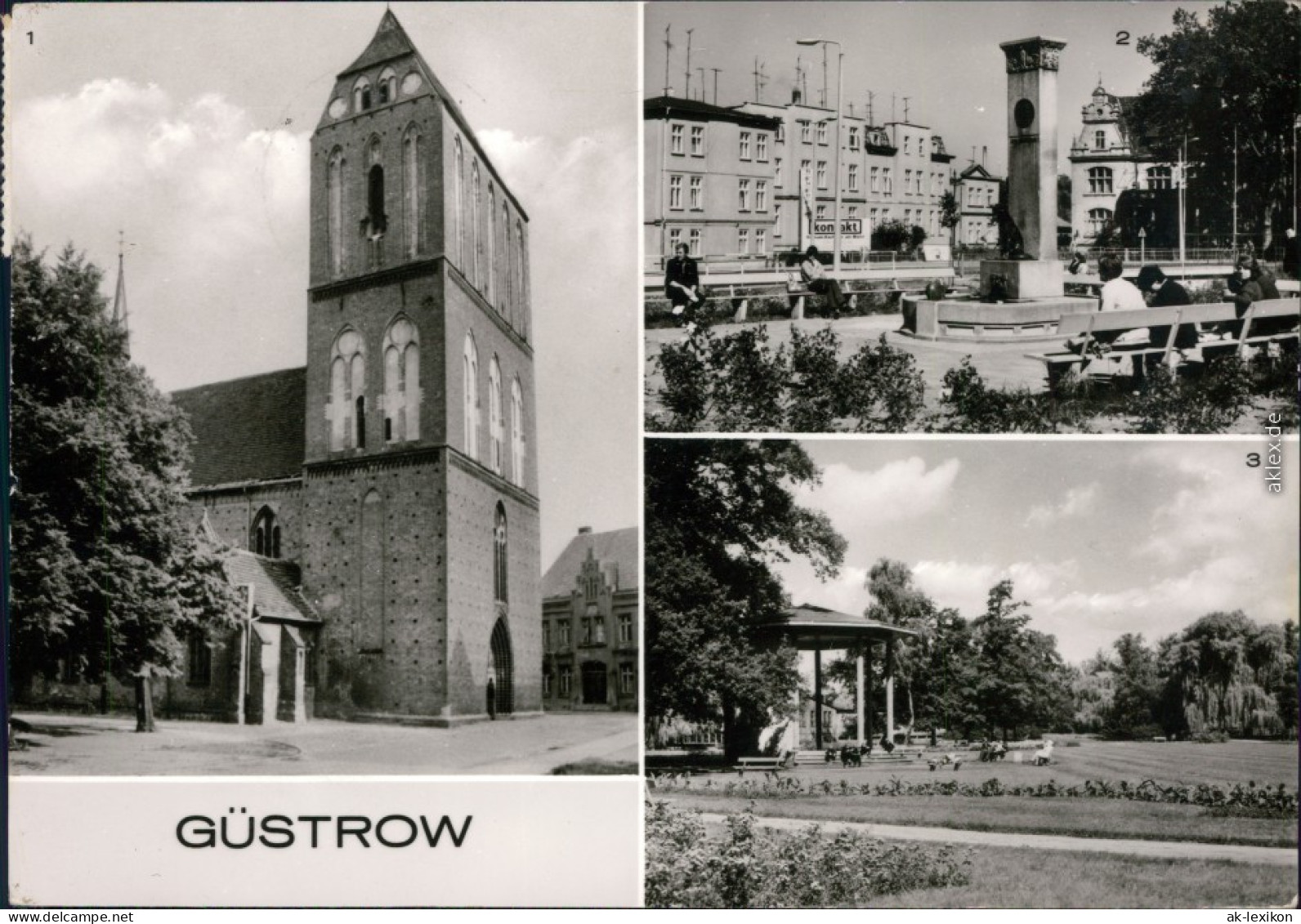 Ansichtskarte Güstrow Dom, John-Birkmann-denkmal, Rosengarten 1978 - Güstrow