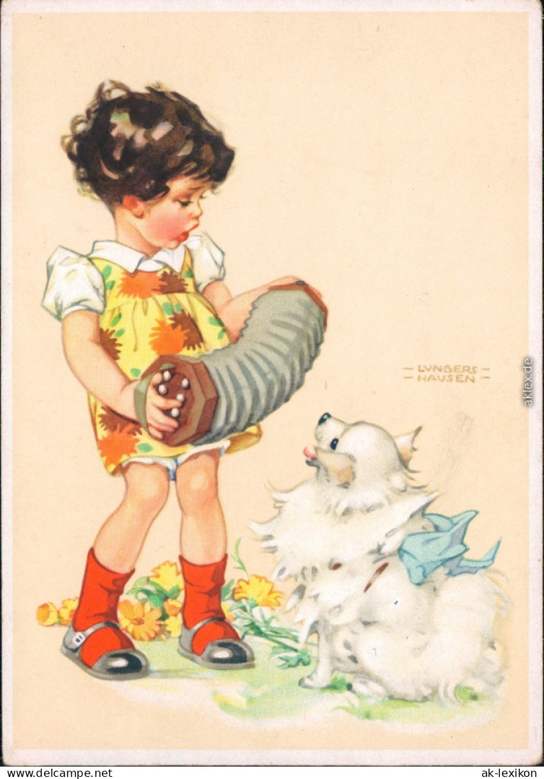 Ansichtskarte  Lungers Hausen Kind Mit Ziehharmonika Und Hund 1930 - Humor