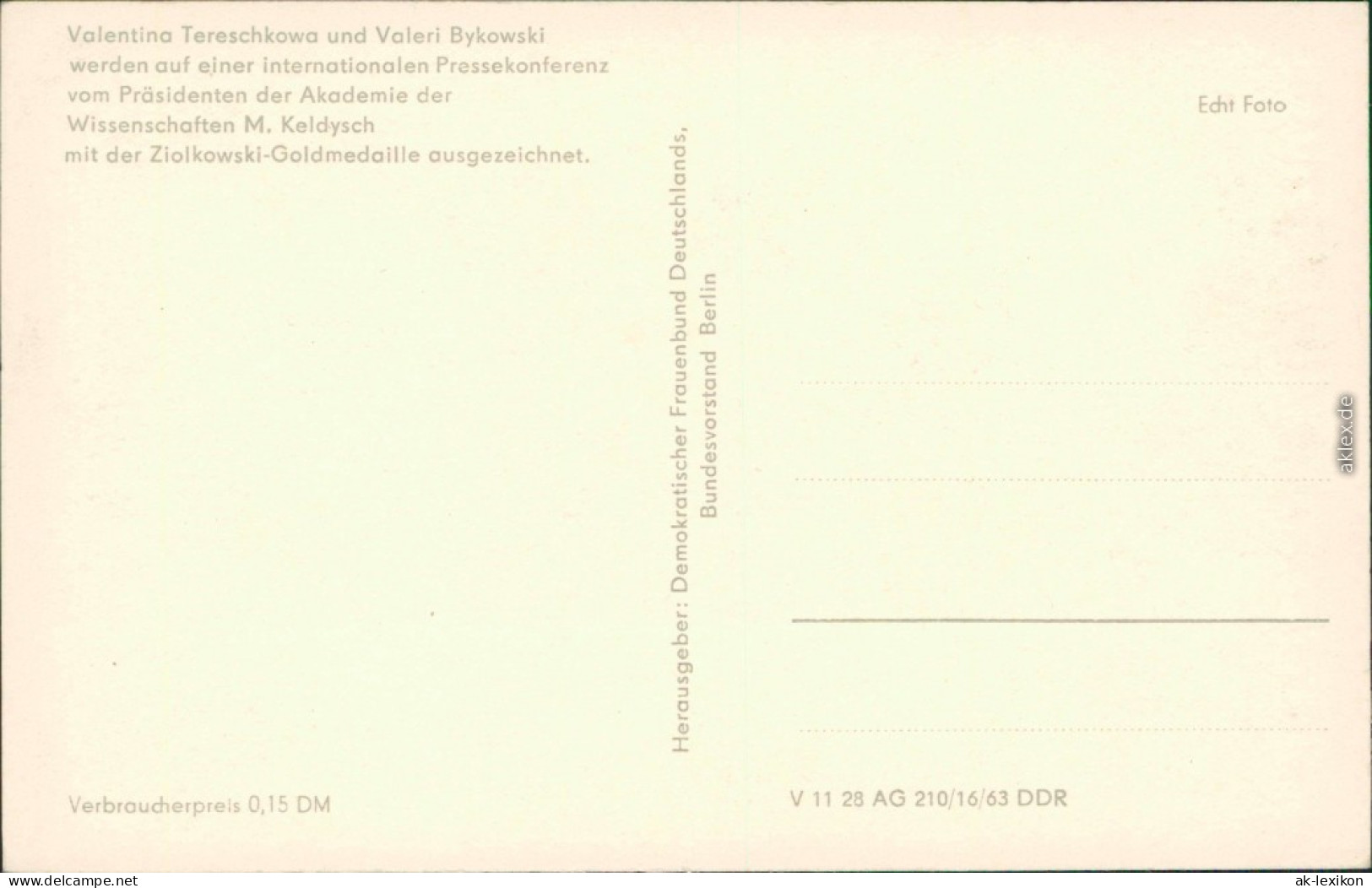 Verleihung Der Ziolkowski-Goldmedaille Akademie Der Wissenschaften 1963 - Non Classés