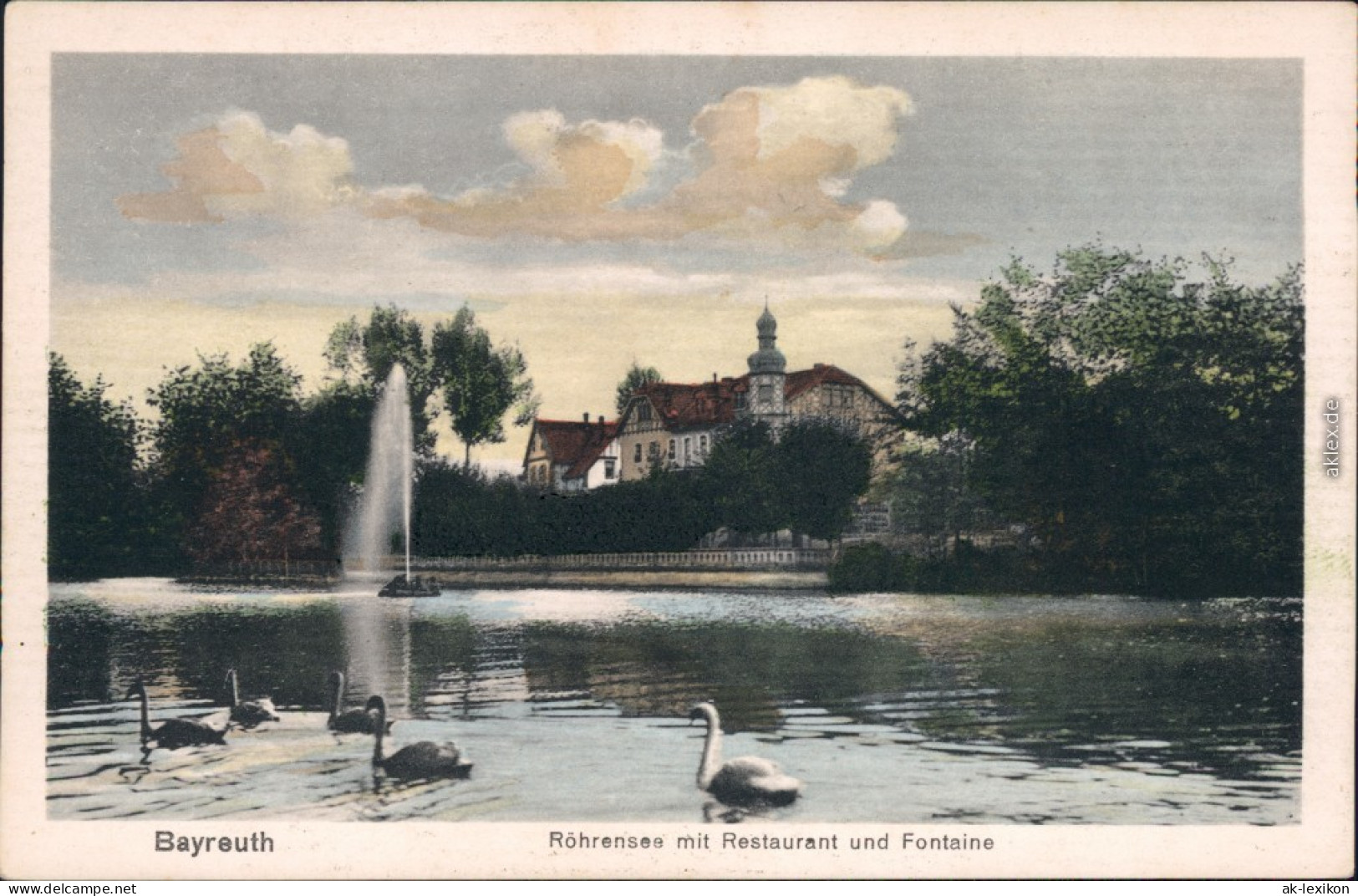 Ansichtskarte Bayreuth Röhrensee Mit Restaurant Und Fontäne 1922  - Bayreuth