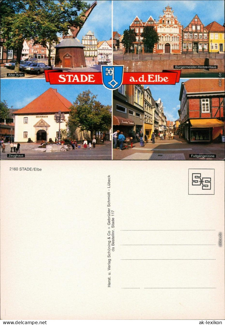 Stade Stood Alter Kran, Zeughaus, Bürgermeister-Hintze-Haus, Fußgängerzone 1980 - Stade