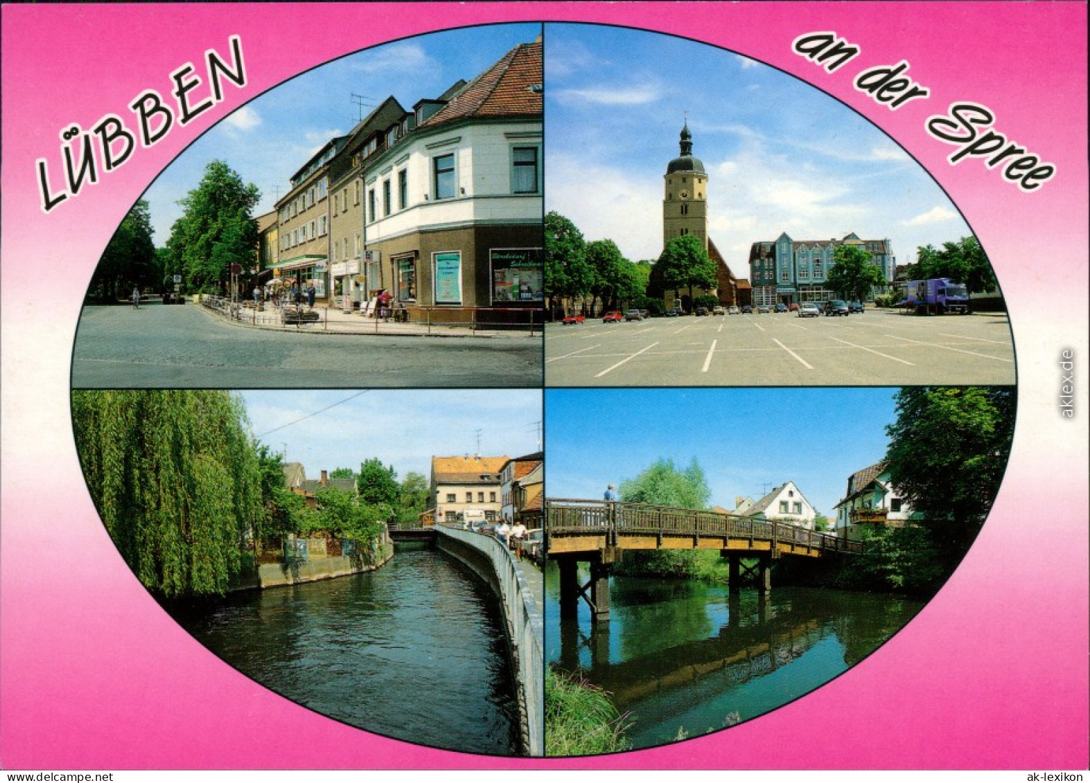 Lübben (Spreewald) Lubin  Breite Straße, Markt, Mühlendamm, Spree 1995 - Luebben (Spreewald)