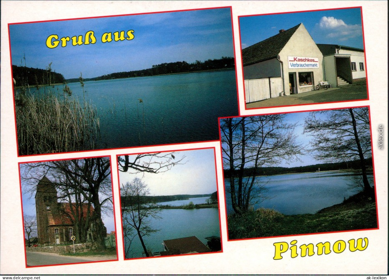 Pinnow-Schwerin See - Uferbereich, Verbrauchermarkt - Kaschkes, Kirche 1995 - Schwerin