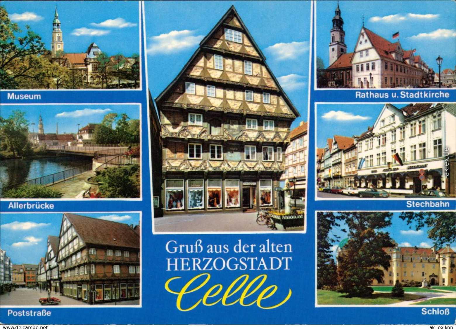 Celle Rathaus, Stadtkirche, Museum, Schloss, Allerbrücke, Poststraße 1975 - Celle