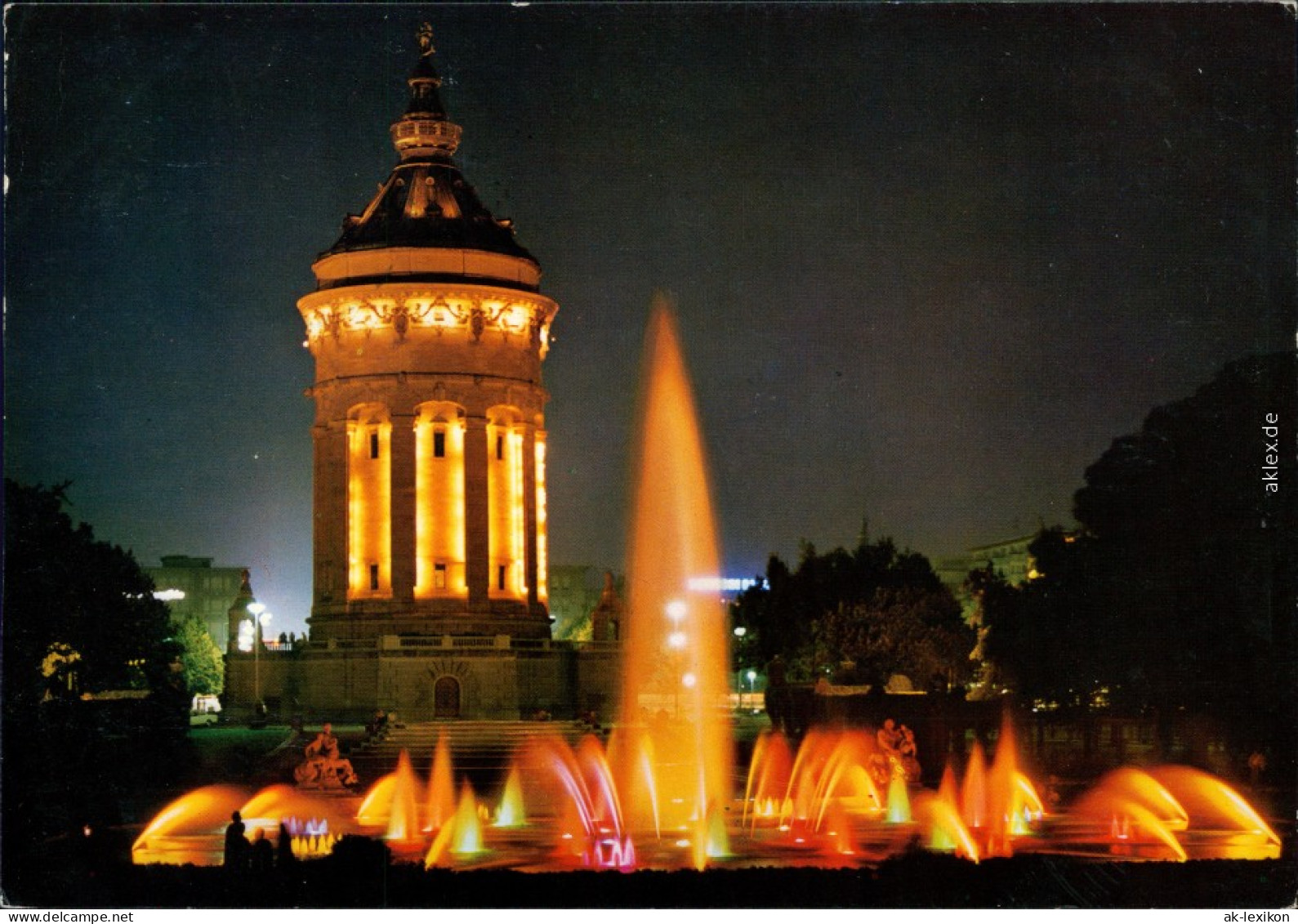 Ansichtskarte Mannheim Wasserturm - Nachts Beleuchtet 1976 - Mannheim