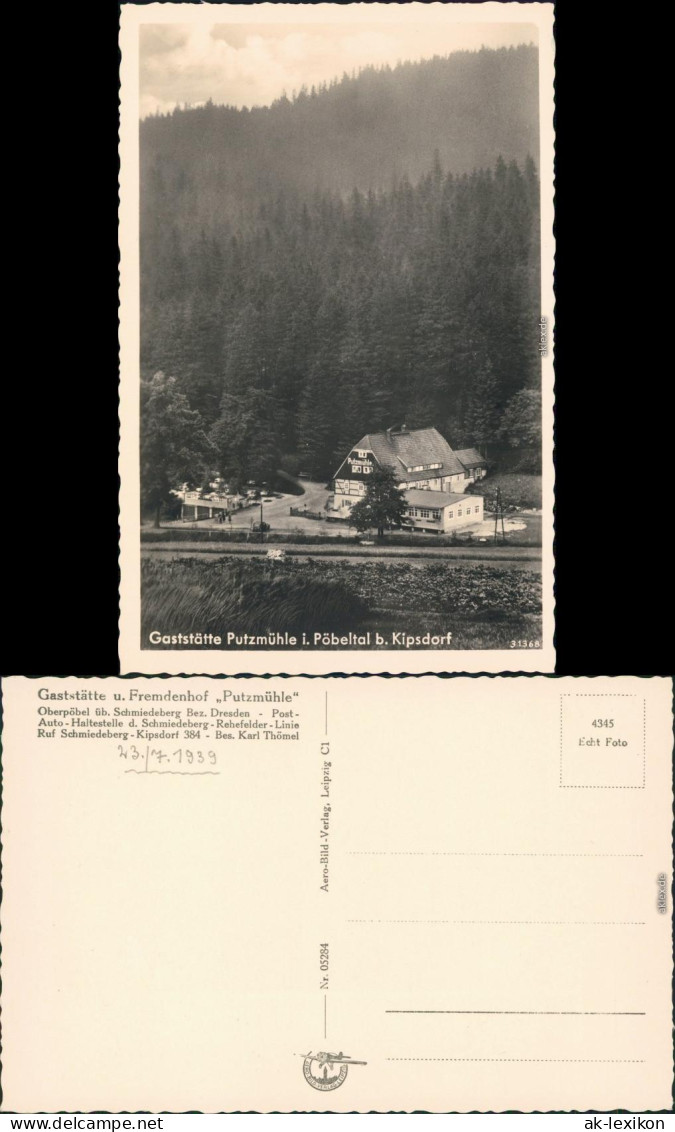 Kipsdorf-Altenberg (Erzgebirge) Gaststätte U. Fremdenhof Putzmühle 1939 - Kipsdorf