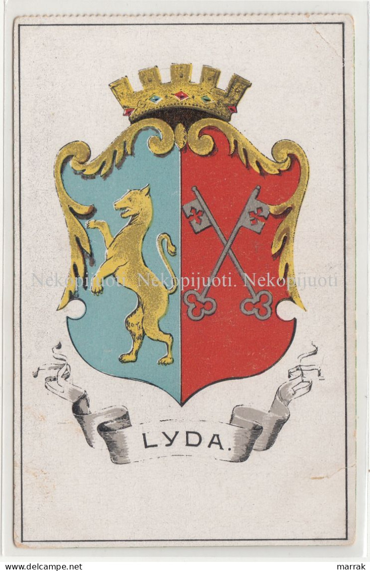 Ліда, Lyda, Coat Of Arms, Postcard Circa 1923 - Wit-Rusland