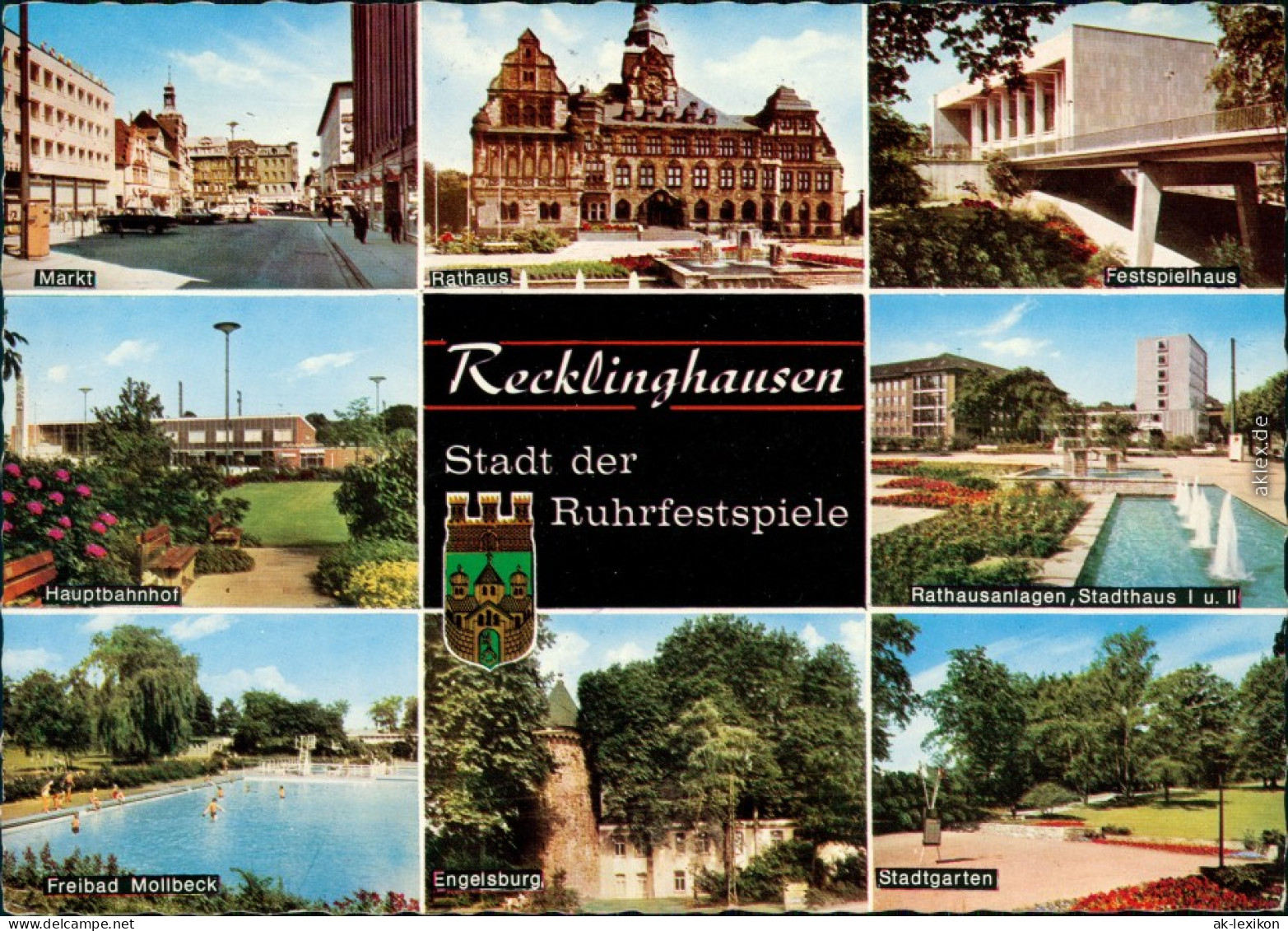 Recklinghausen Markt, Rathaus, Festspielhaus Stadtgarten Hauptbahnhof Uvm. 1974 - Recklinghausen