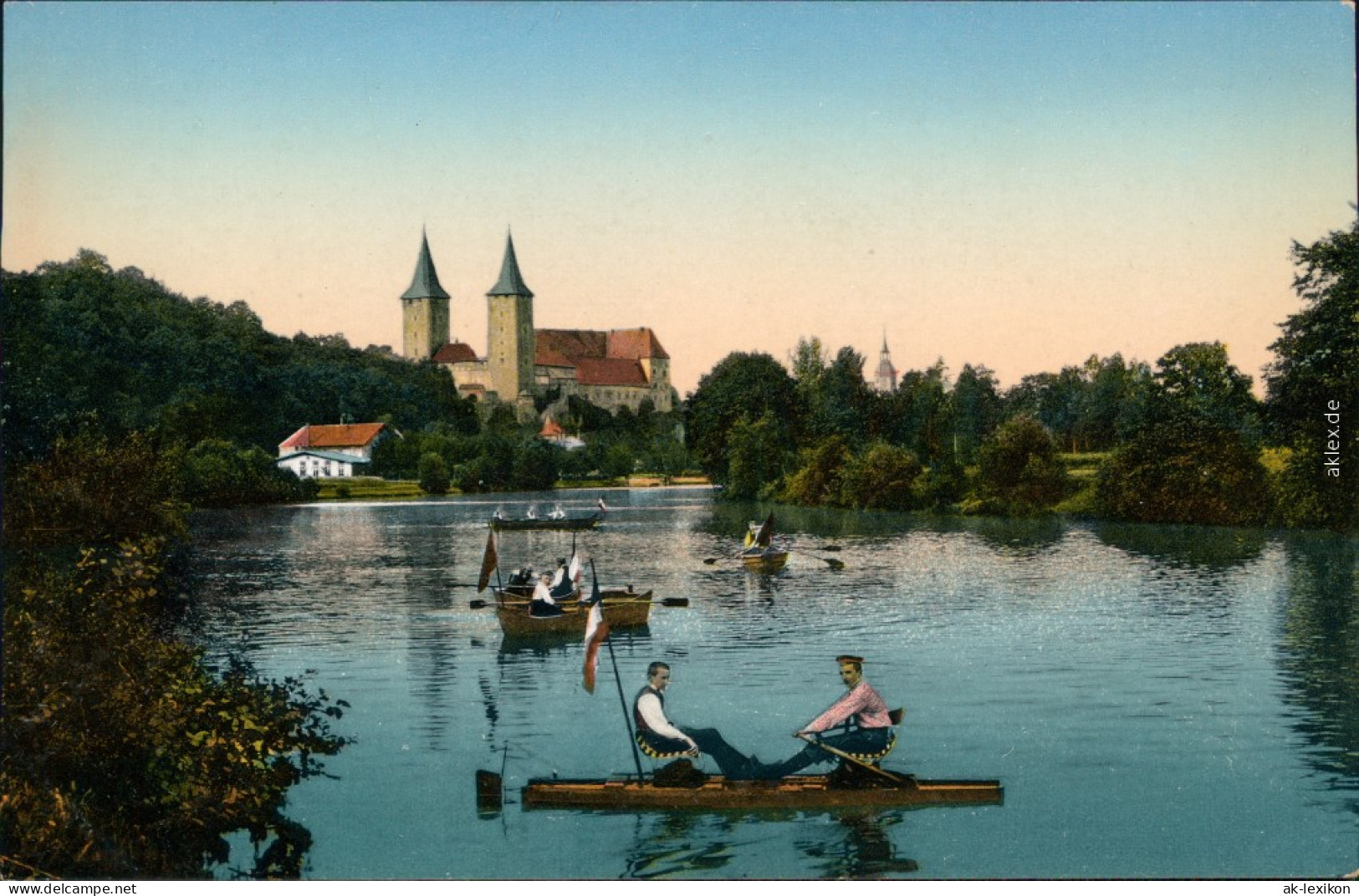 Ansichtskarte Rochlitz Schloss Mit Ruderern Auf Dem See 1914 - Rochlitz