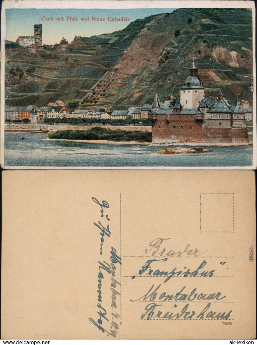 Ansichtskarte Kaub Künstlerkarte: Burg Pfalzgrafenstein 1910 - Kaub