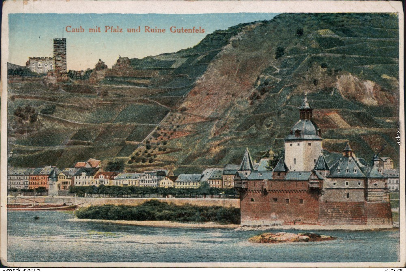 Ansichtskarte Kaub Künstlerkarte: Burg Pfalzgrafenstein 1910 - Kaub