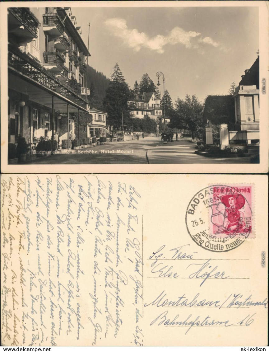 Ansichtskarte Bad Gastein Straße - Hotel Mozart 1950  - Bad Gastein