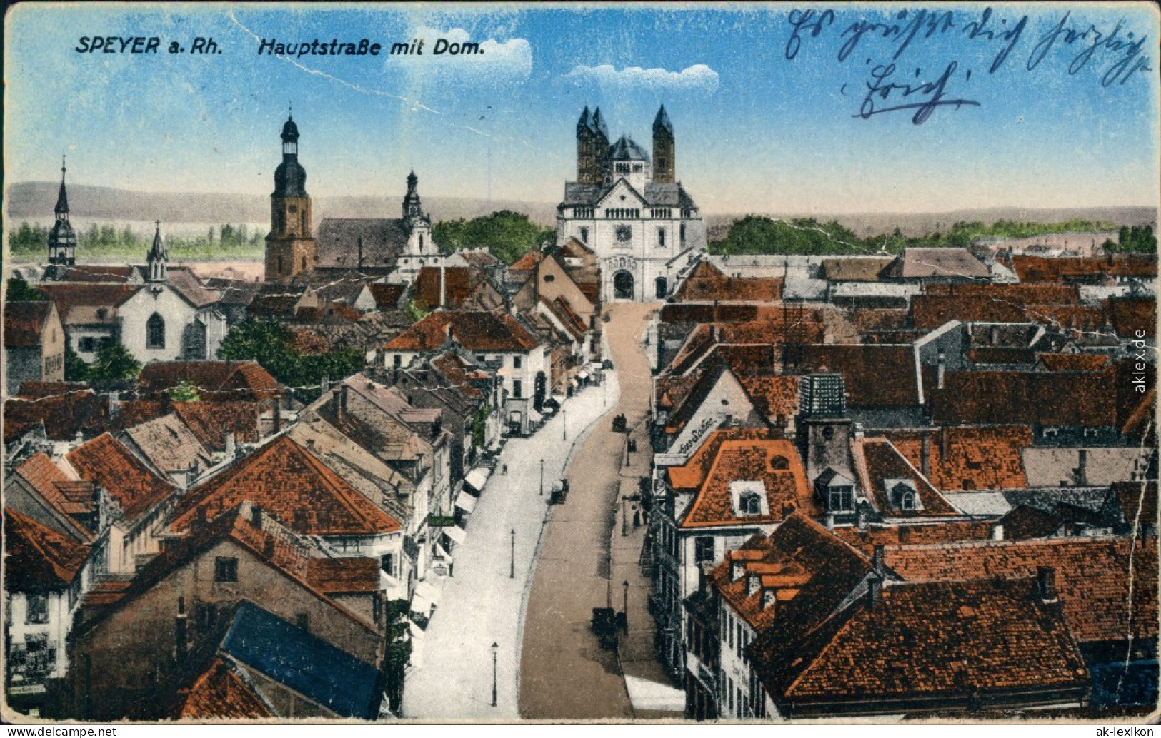 Ansichtskarte Speyer Dom Mit Hauptstraße - Coloriert 1930 - Speyer