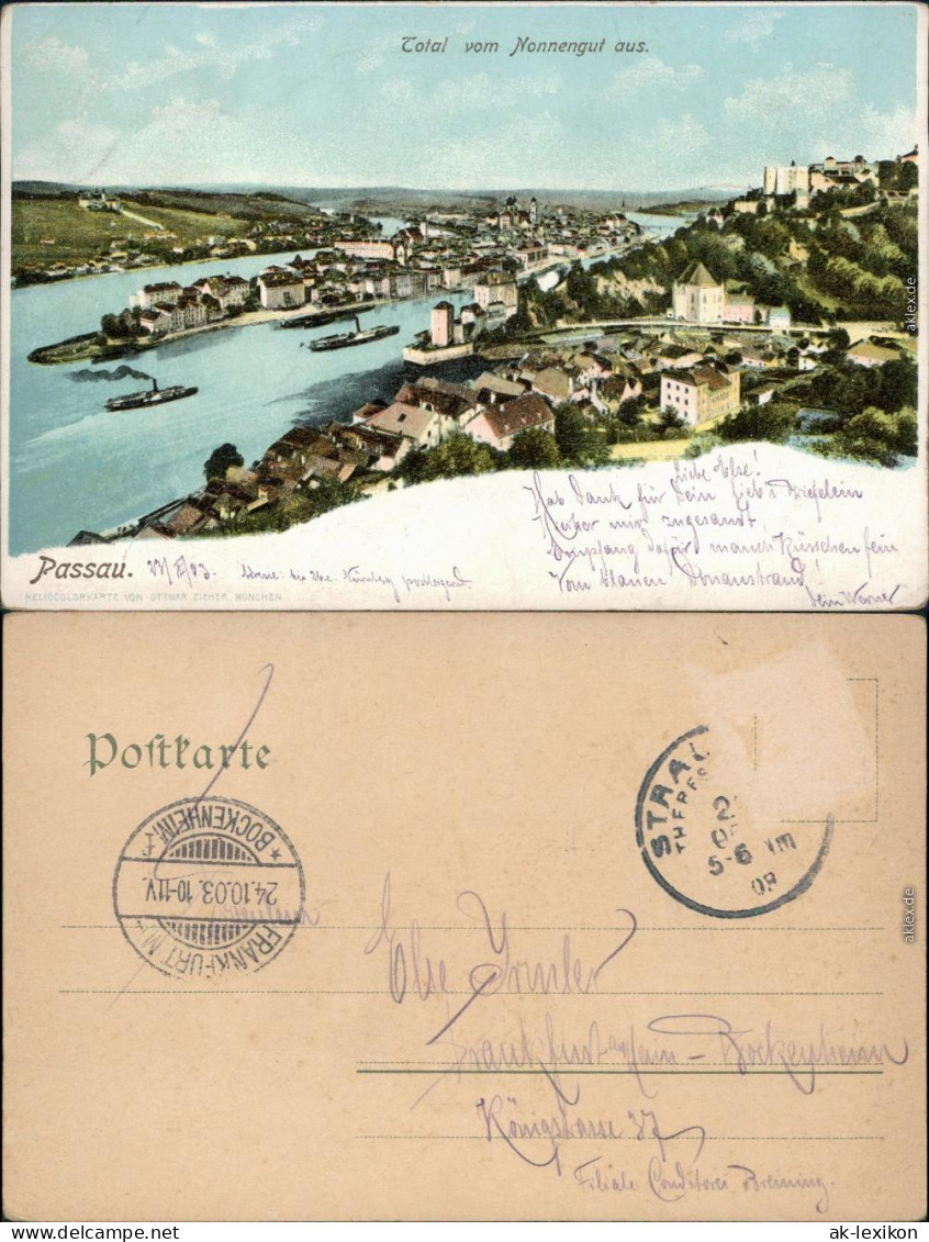 Ansichtskarte Passau Künstlerkarte - Totale Vom Nonnengut Aus 1903  - Passau