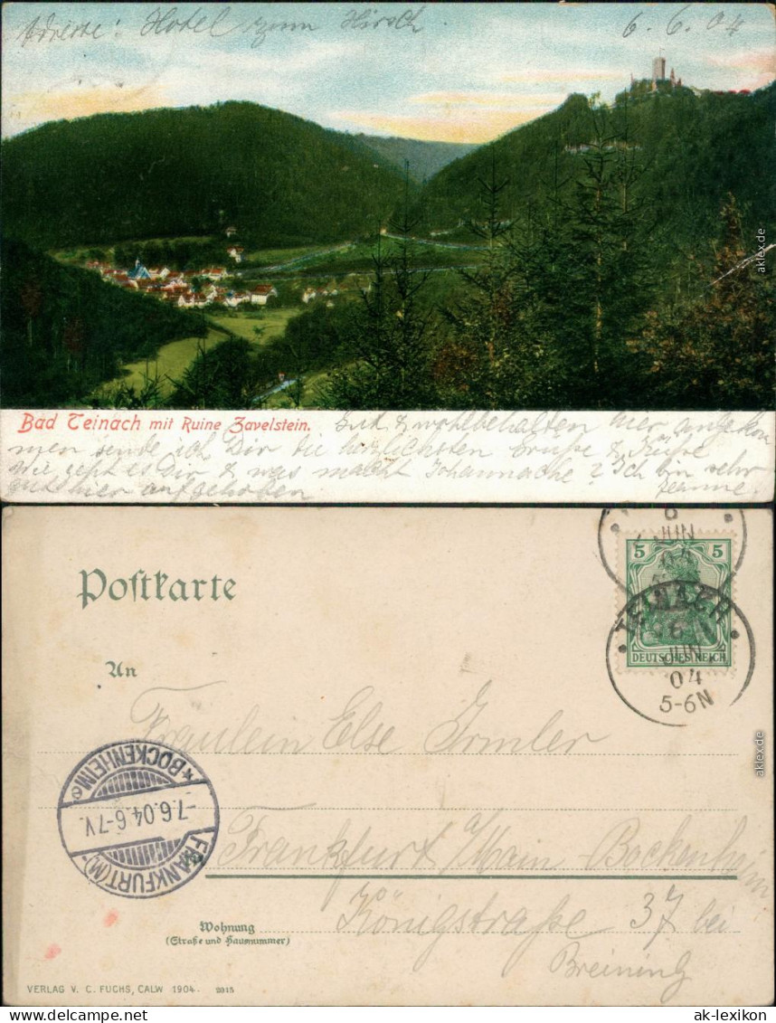 Ansichtskarte Bad Teinach-Zavelstein Stadt Mit Ruine Zavelstein 1904  - Bad Teinach