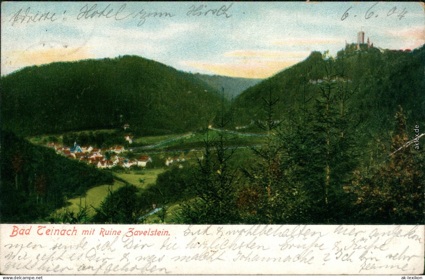 Ansichtskarte Bad Teinach-Zavelstein Stadt Mit Ruine Zavelstein 1904  - Bad Teinach