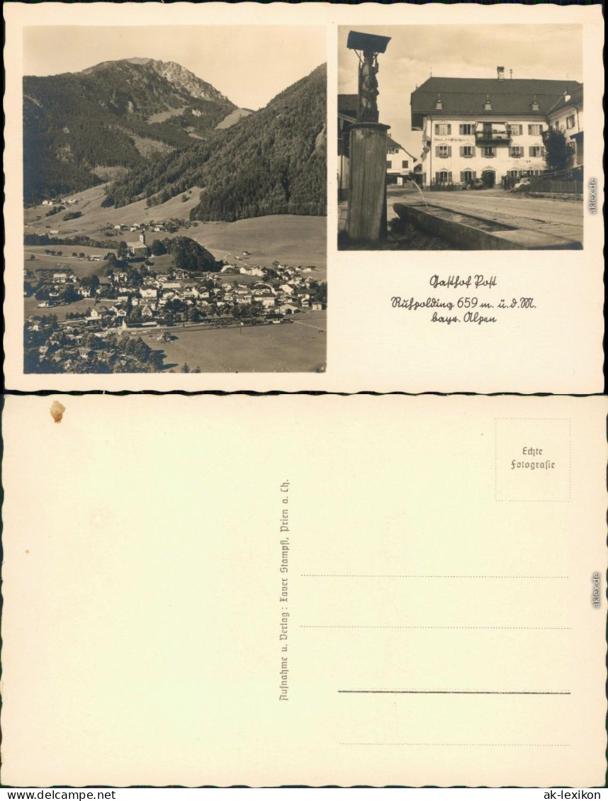 Ansichtskarte Ruhpolding Bild: Gasthof Zur Post Und Stadt 1932  - Ruhpolding