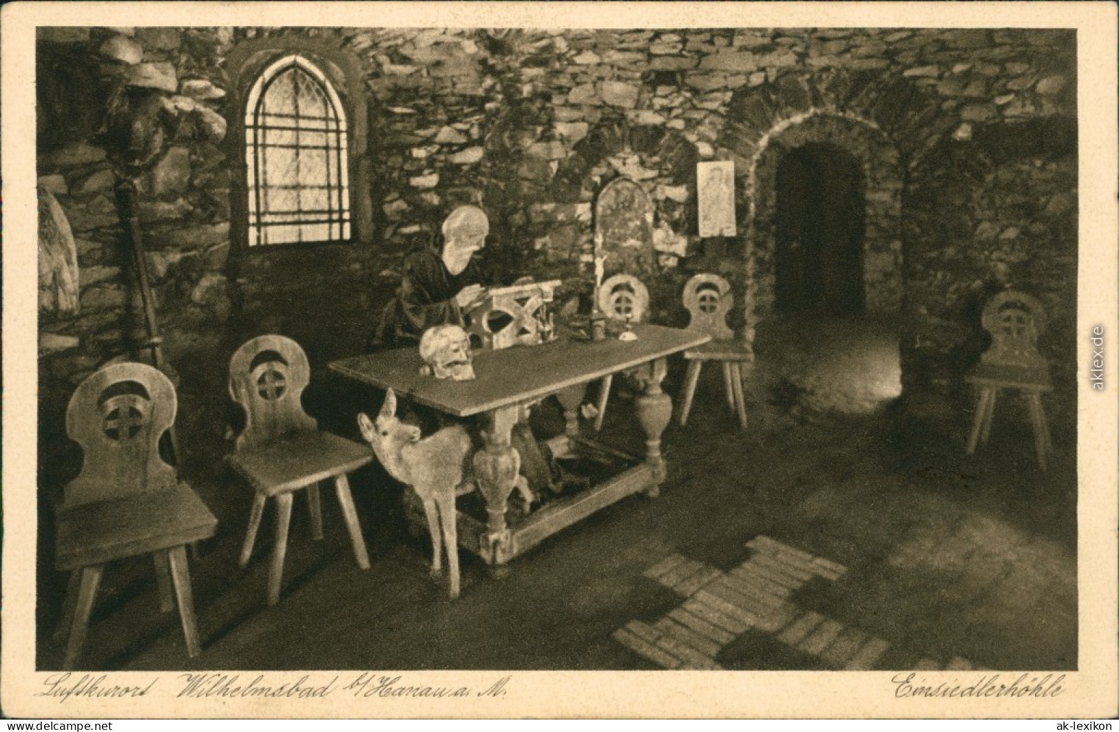 Ansichtskarte Wilhelmsbad-Hanau Gasthaus Einsiedlerhöhle 1927  - Hanau