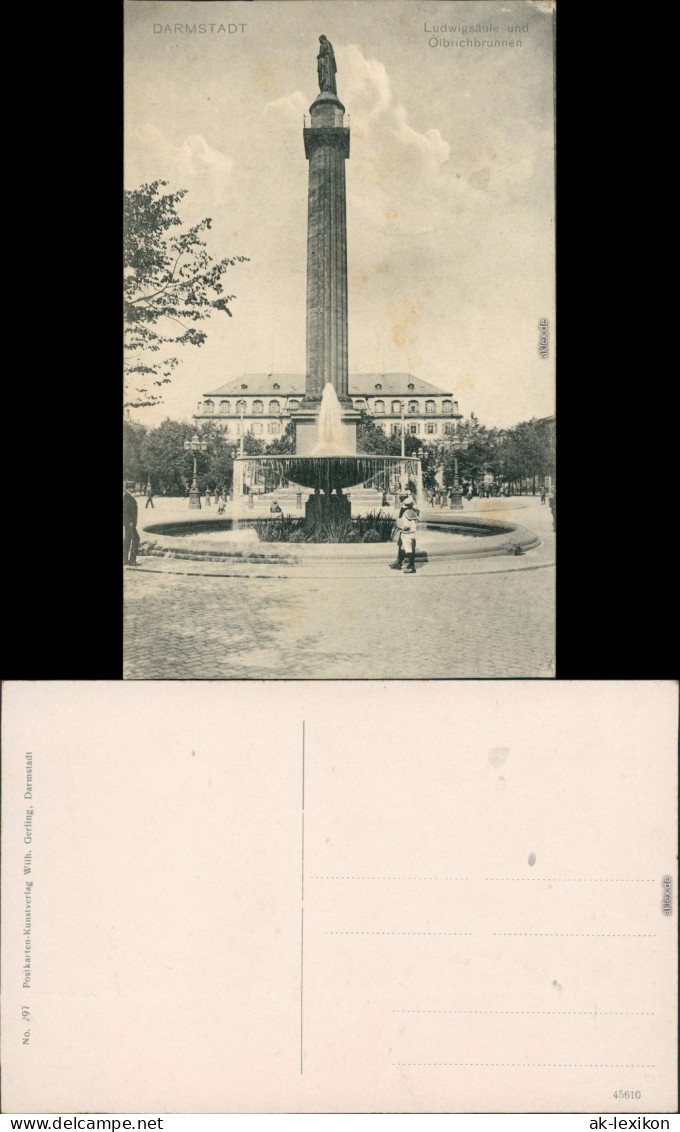 Ansichtskarte Darmstadt Ludwig-Säule Und Olbrichbrunnen 1930 - Darmstadt