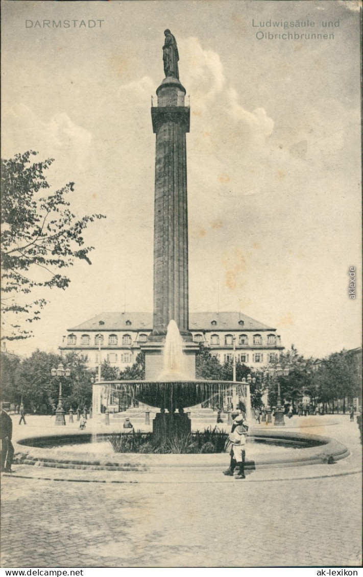 Ansichtskarte Darmstadt Ludwig-Säule Und Olbrichbrunnen 1930 - Darmstadt