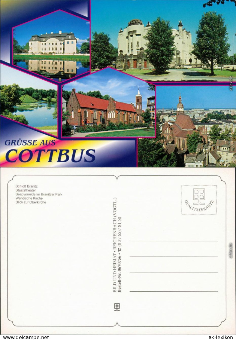 Cottbus  Schloss, Stadttheater, Seepyramide, Wendische Kirche, Oberkirche 1995 - Cottbus