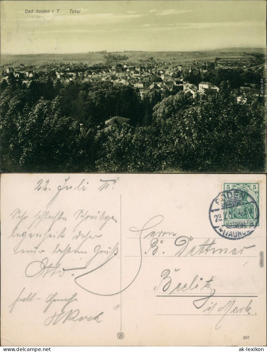 Ansichtskarte Bad Soden (Taunus) Panorama-Ansicht Mit Weitblick 1911 - Bad Soden