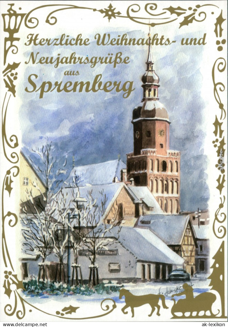 Ansichtskarte Spremberg Grodk Ev. Kreuzkirche Im Winter - Zeichnung 1995 - Spremberg