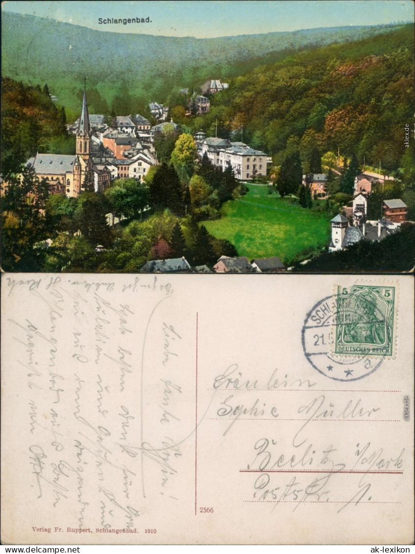 Ansichtskarte Schlangenbad Panorama-Ansicht - Stadtpartie 1911 - Schlangenbad