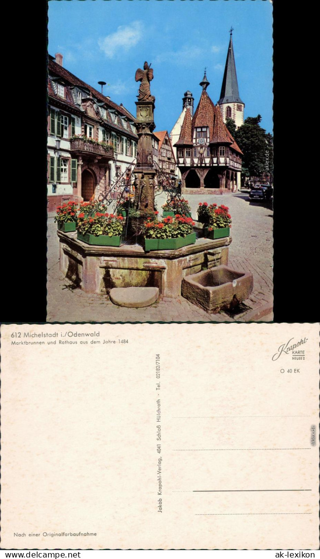 Ansichtskarte Michelstadt Marktplatz Mit Brunnen Und Rathaus 1982 - Michelstadt