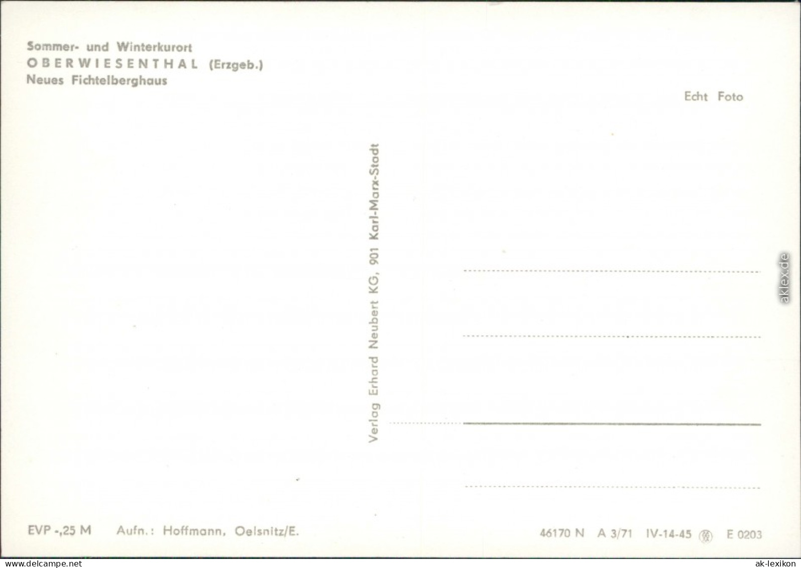 Ansichtskarte Oberwiesenthal Fichtelberghaus Und Wetterwarte 1971 - Oberwiesenthal