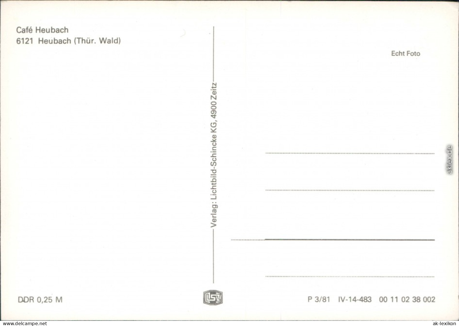 Heubach (Thür. Wald)-Masserberg Café Heubach - Außenansicht 1981 - Masserberg