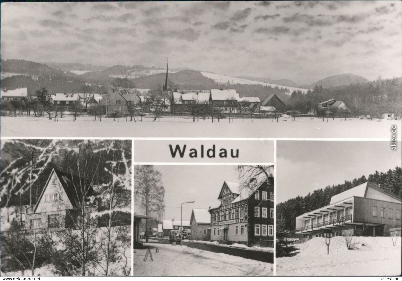 Ansichtskarte Waldau (Oberlausitz) Wykroty Panorama, Ortsmotive 1986  - Polen