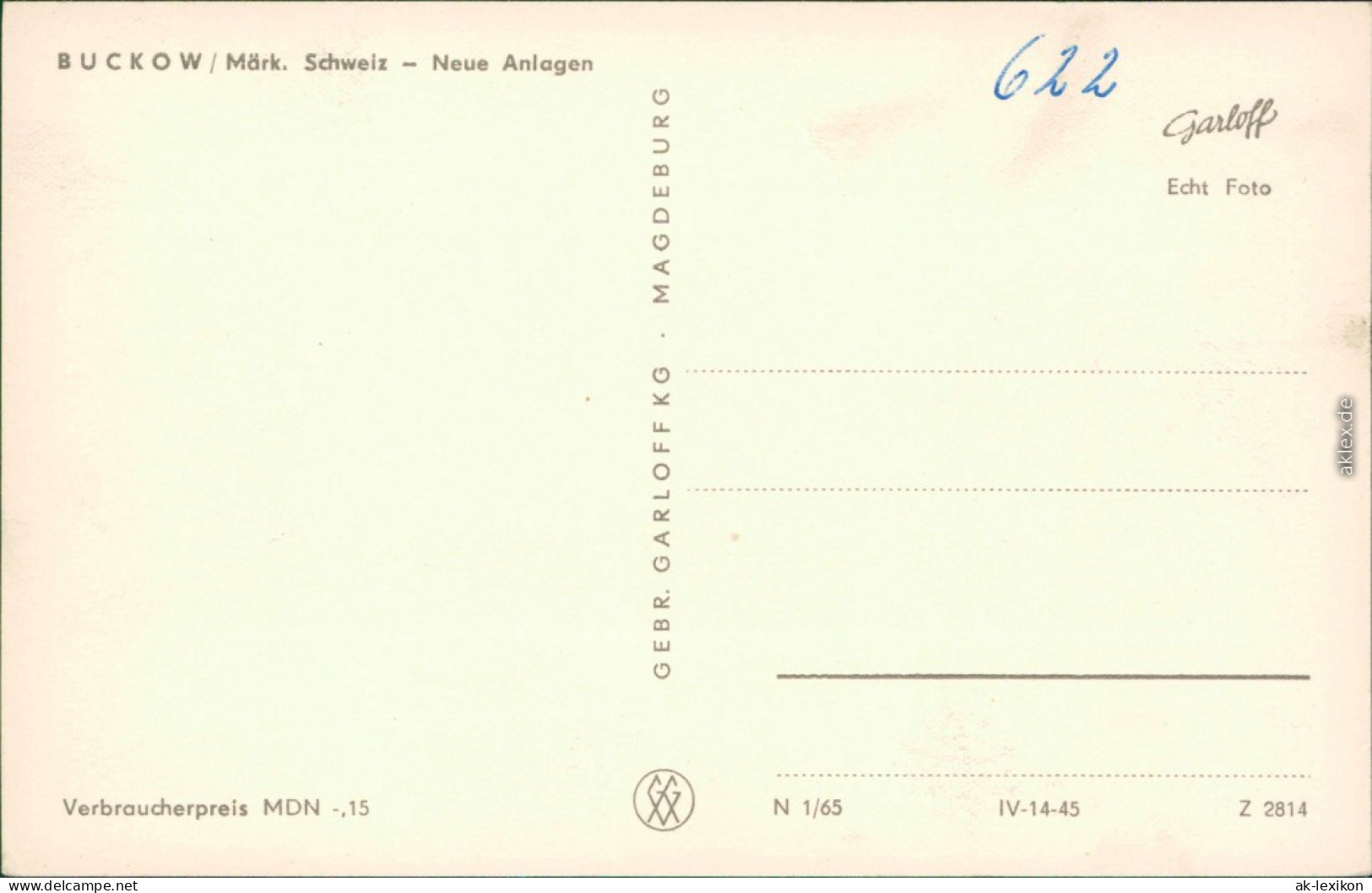 Ansichtskarte Buckow (Märkische Schweiz) Neue Anlagen 1965 - Buckow