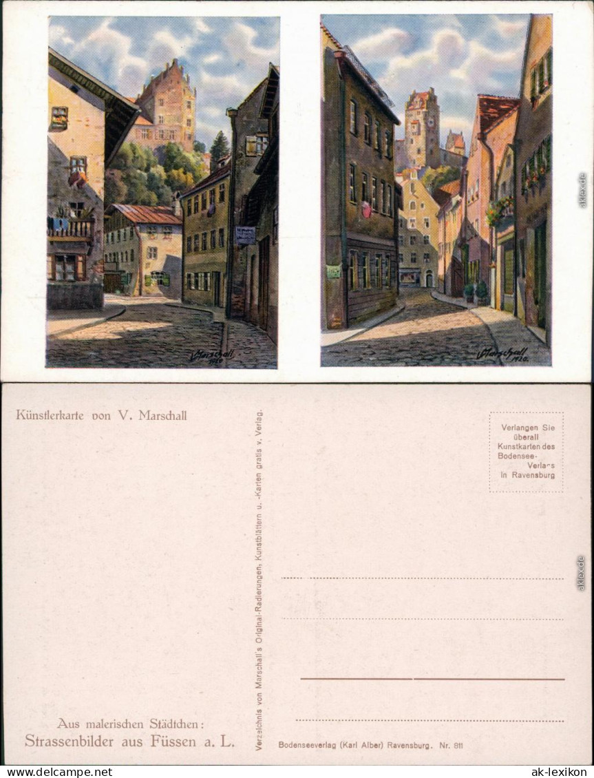 Ansichtskarte Füssen Künstlerkarte: Straßenbilder 1920 - Füssen