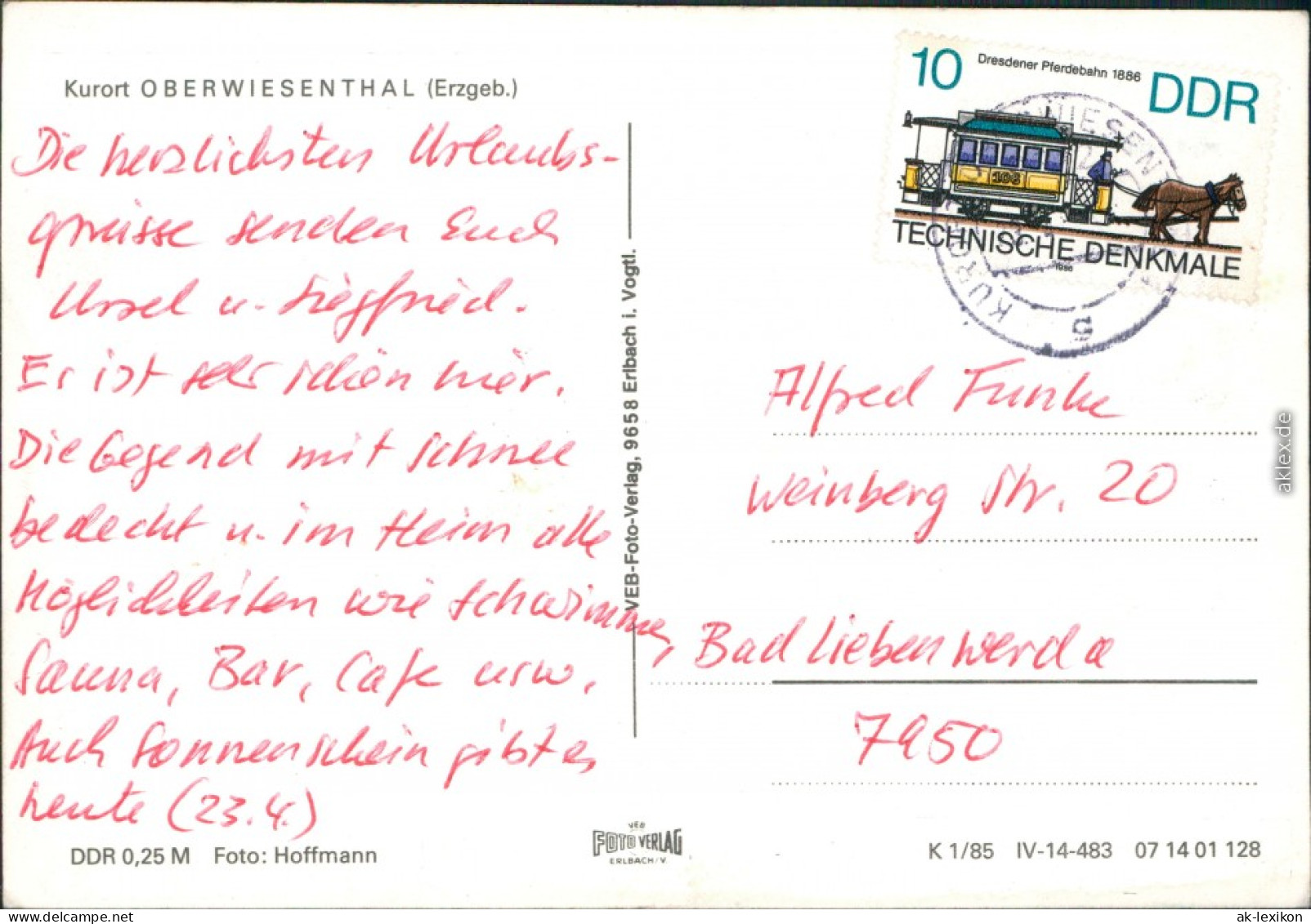 Ansichtskarte Oberwiesenthal Panorama-Ansicht Vom Berg Aus Gesehen 1985 - Oberwiesenthal