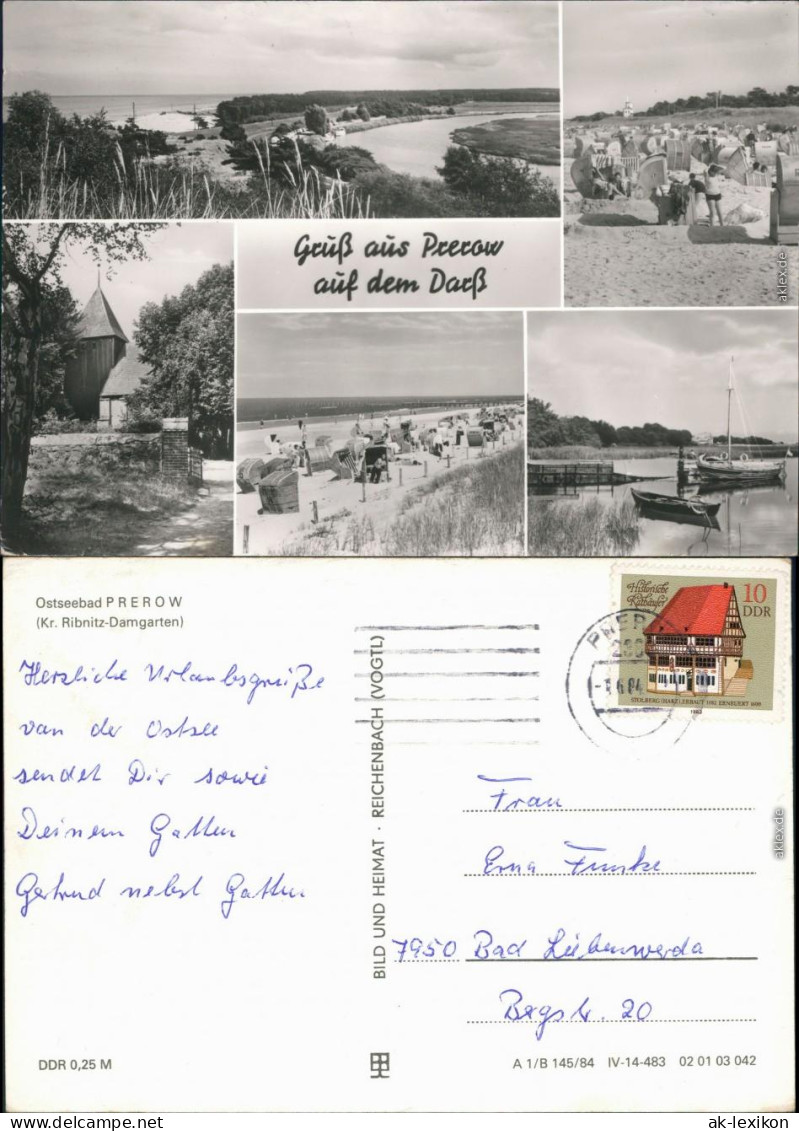 Prerow Panorama, Strand Mit Vielen Strandkörben, Kirche, Boote 1984 - Seebad Prerow