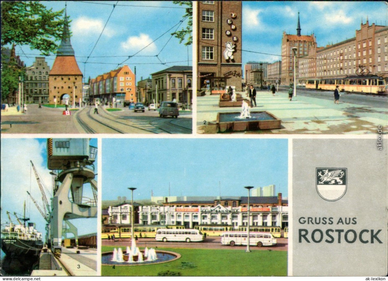 Rostock Steintor, Lange Straße, Überseehafen, Hauptbahnhof 1967 - Rostock