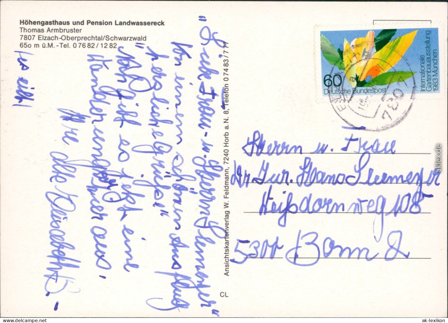 Ansichtskarte Elzach Höhengasthaus Und Pension Landwassereck 1983 - Elzach