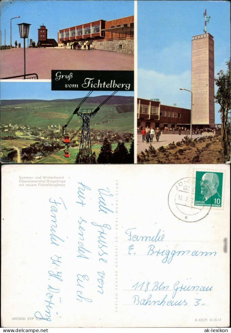 Ansichtskarte Oberwiesenthal Schwebebahn, Fichtelberghaus U. Turm 1971 - Oberwiesenthal