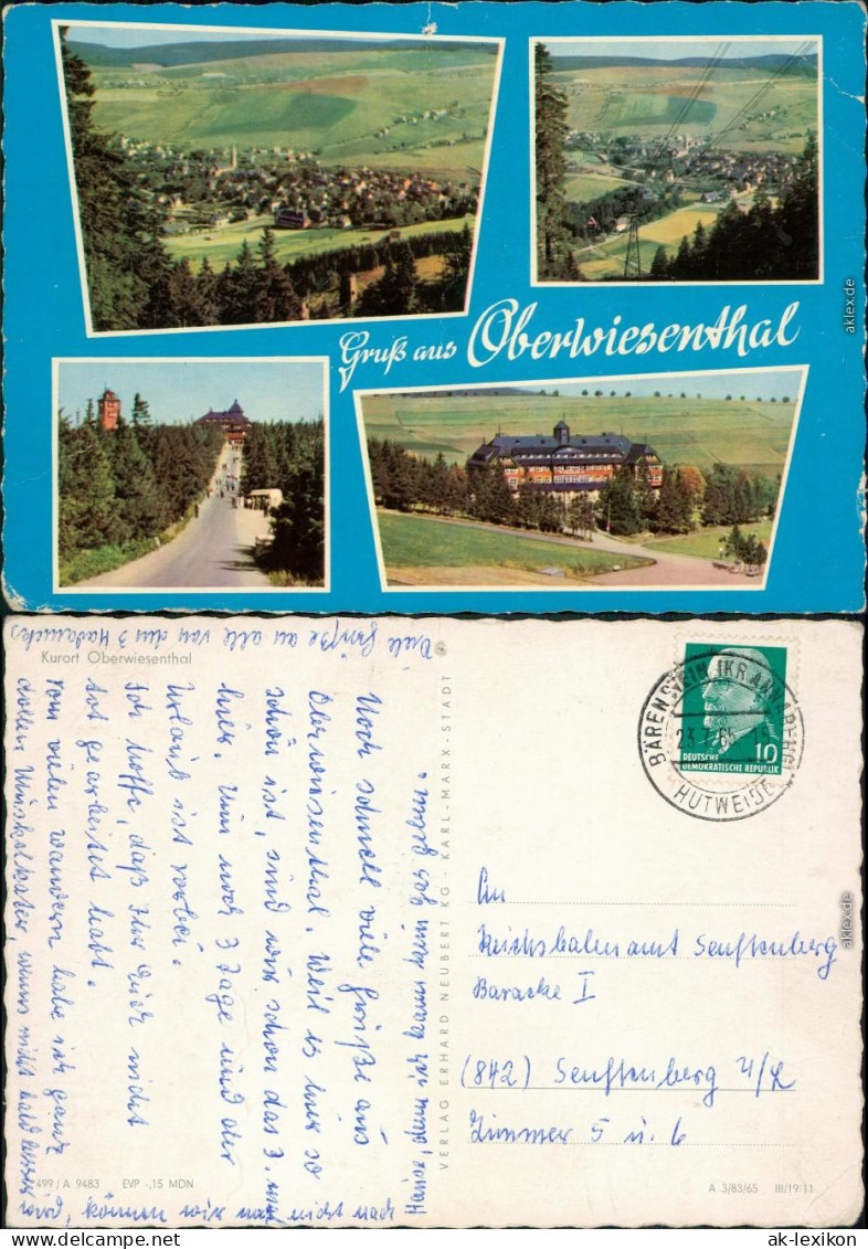 Ansichtskarte Oberwiesenthal Panorama, Fichtelberghaus, Turm 1965 - Oberwiesenthal