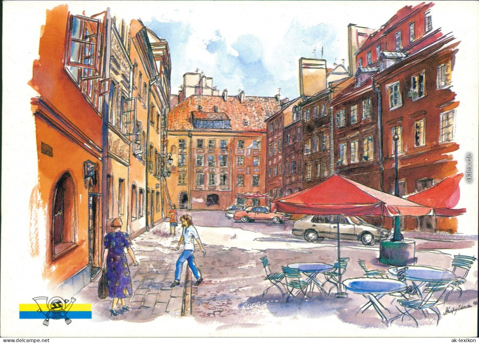 Ansichtskarte Warschau Warszawa Ulica Szeroki Dunaj - Zeichnung 1997 - Polen