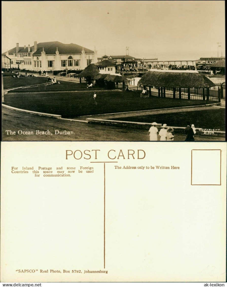 Postcard Durban Ocean Beach - Alagen - Straße 1925 - South Africa