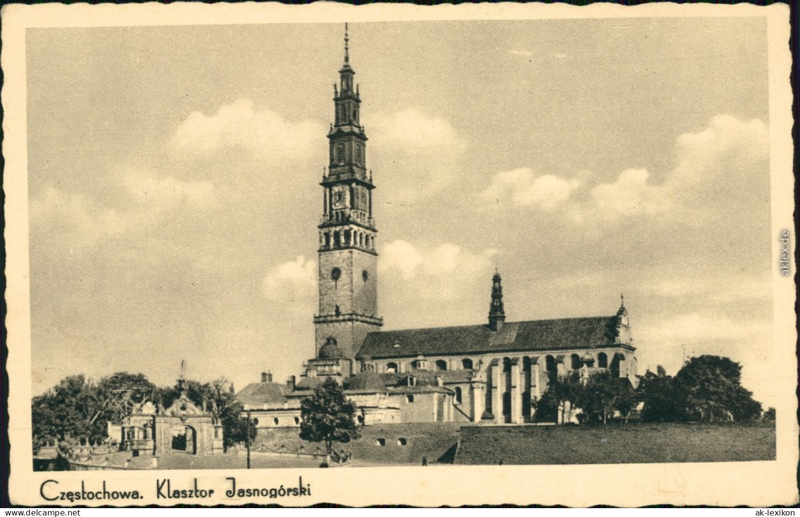 Ansichtskarte Tschenstochau Cz&#281;stochowa Straßenpartie Jasna Gora 1938  - Polen