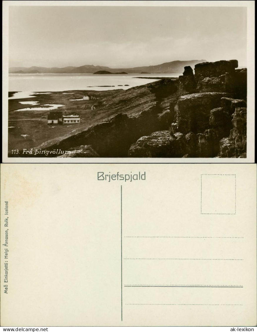 Postcard Thingvöllum Þingvöllum Stadt Und Meer Island Iceland  1928 - Islande