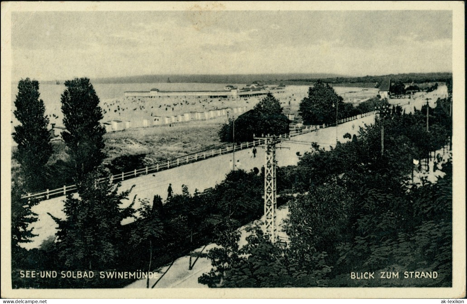 Postcard Swinemünde Świnoujście Strand, Promenade 1937 - Pommern