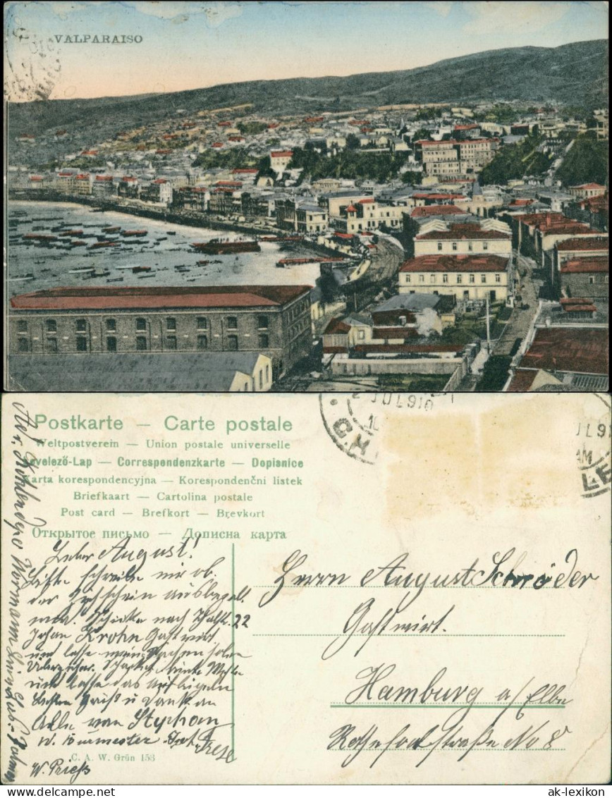 Postcard Valparaíso Blick Auf Stadt Und Hafen 1909 - Bad Gottleuba-Berggiesshuebel