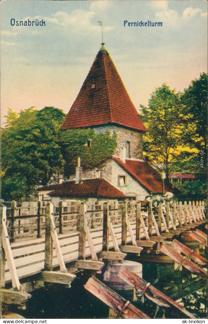 Ansichtskarte Osnabrück Holzbrücke - Pernickelturm 1912  - Osnabrück