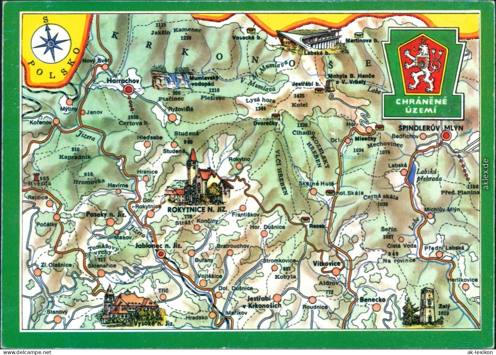 Ansichtskarte  Riesengebirge (Krkonoše) - Landkarte 1988 - Non Classés
