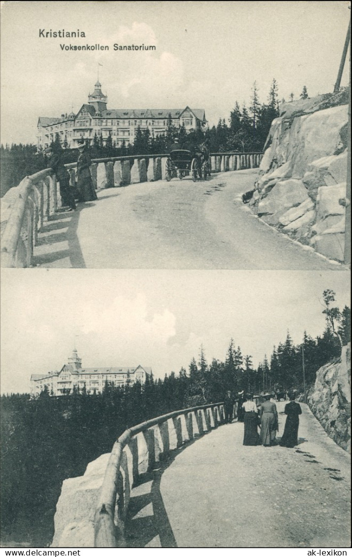 Postcard Oslo Kristiania 2 Bild Voksenkollen Sanatorium Straße 1906 - Norwegen