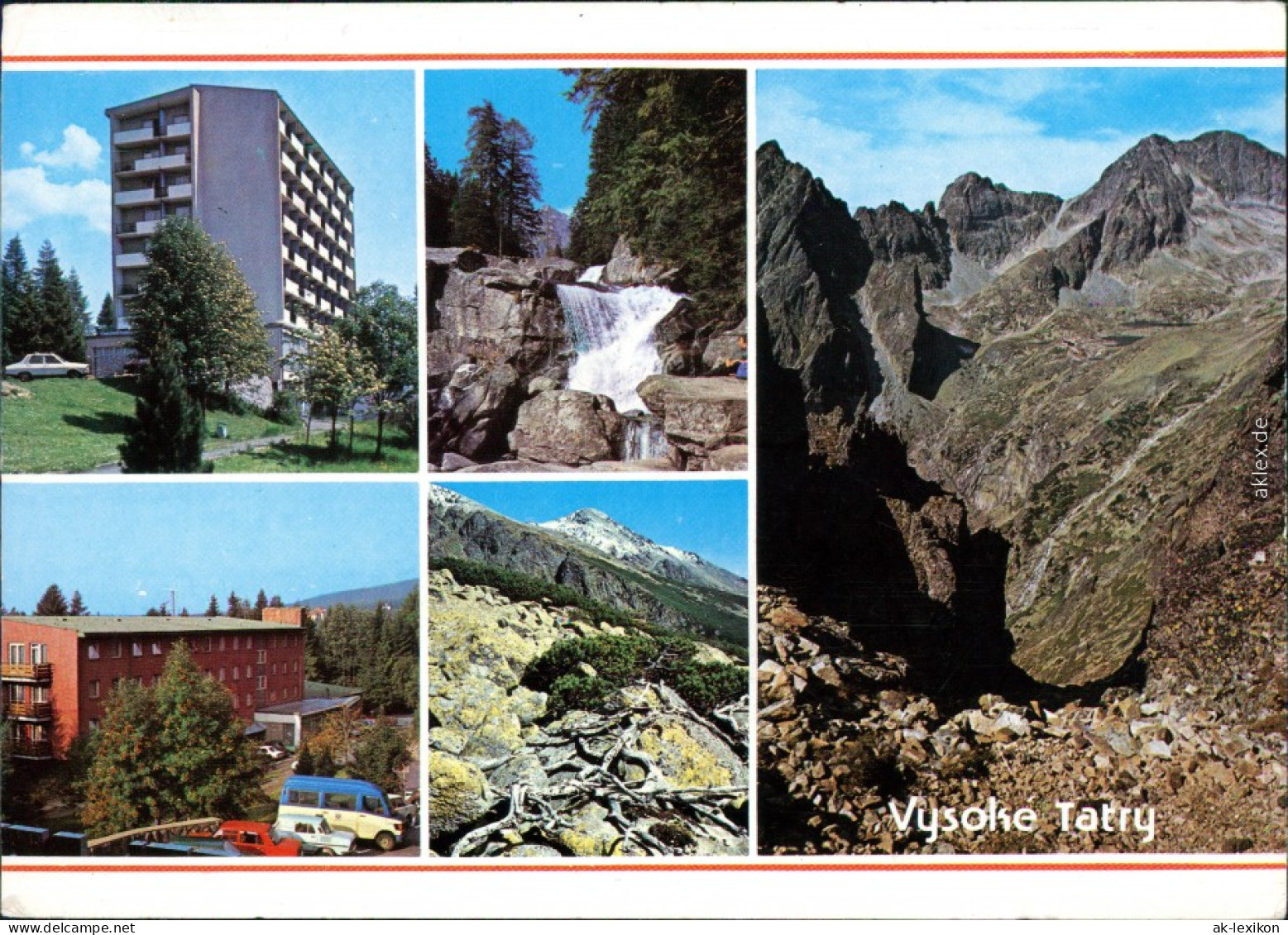 Ansichtskarte Vysoké Tatry Ortsmotive, Sturzbach, Bergwelt, Gipfel 1985 - Slovaquie